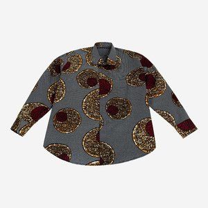 Men’s Long Sleeve Casual shirts, African Print XXL